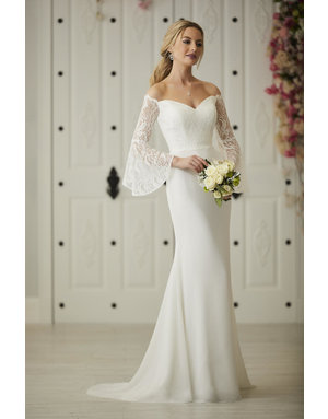 CHRISTINA WU CHRISTINA WU 22931 FIT TO FLARE OFF SHOULDER BELL SLEEVES WEDDING GOWNS