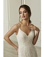 ADRIANNA PAPELL PLATINUM ADRIANNA PAPELL BEADED SPAGHETTI STRAPS SLIM WEDDING GOWNS IVORY LIGHT GOLD MT: 12