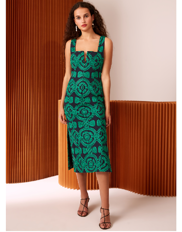 CAMEO CAMEO IMPRESSED MIDI DRESSES NAVY GREEN