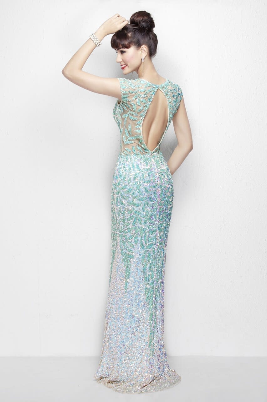 PRIMAVERA PRIMAVERA 9984 ENCHANTING SEQUINED LEAFY BEADED PATTERN GOWNS