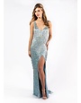 PRIMAVERA PRIMAVERA 3031 FRINGED BEADING SWEEP TRAIN HIGH SLIT GOWNS