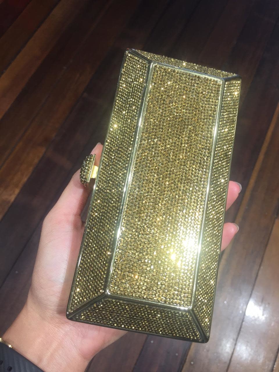 JUST FANTASTIC JUST FANTASTIC CRYSTAL-EMBELLISHED CLUTCH BAGS GOLD 6.9"