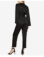 BCBGMAXAZRIA18 FAUX WRAP LONG SLEEVE BELTED JACQUARD JUMPSUITS