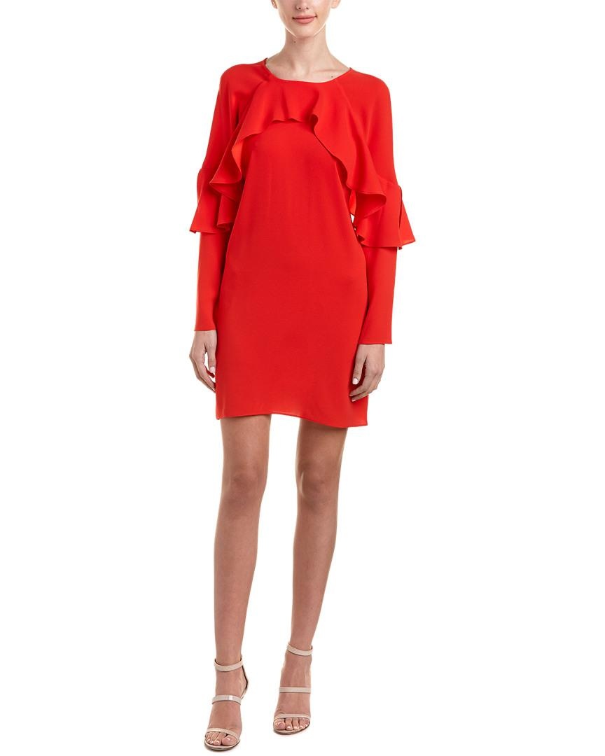 BCBGMAXAZRIA18 WOMANS RED RUFFLED SHIFT DRESSES