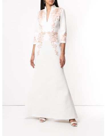 BADGLEY MISCHKA BADGLEY MISCHKA EMBROIDERED FLORAL GOWNS WHITE ROSEGOLD MT : 2