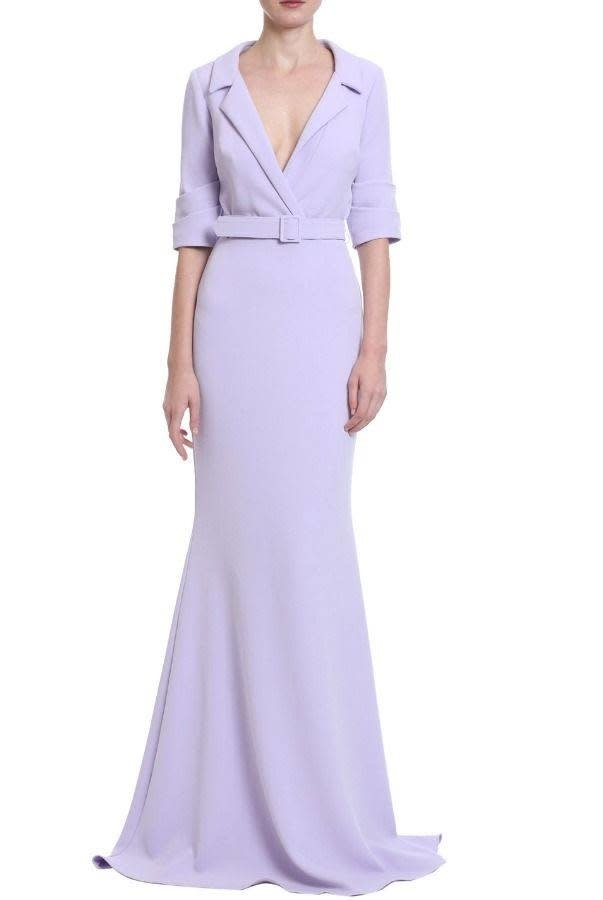 BADGLEY MISCHKA BADGLEY MISCHKA HALF SLEEVE TUX BELT GOWNS LILAC 0