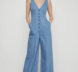 BCBGMAXAZRIA19 BUTTON FRONT DENIM JUMPSUITS TDK9207681