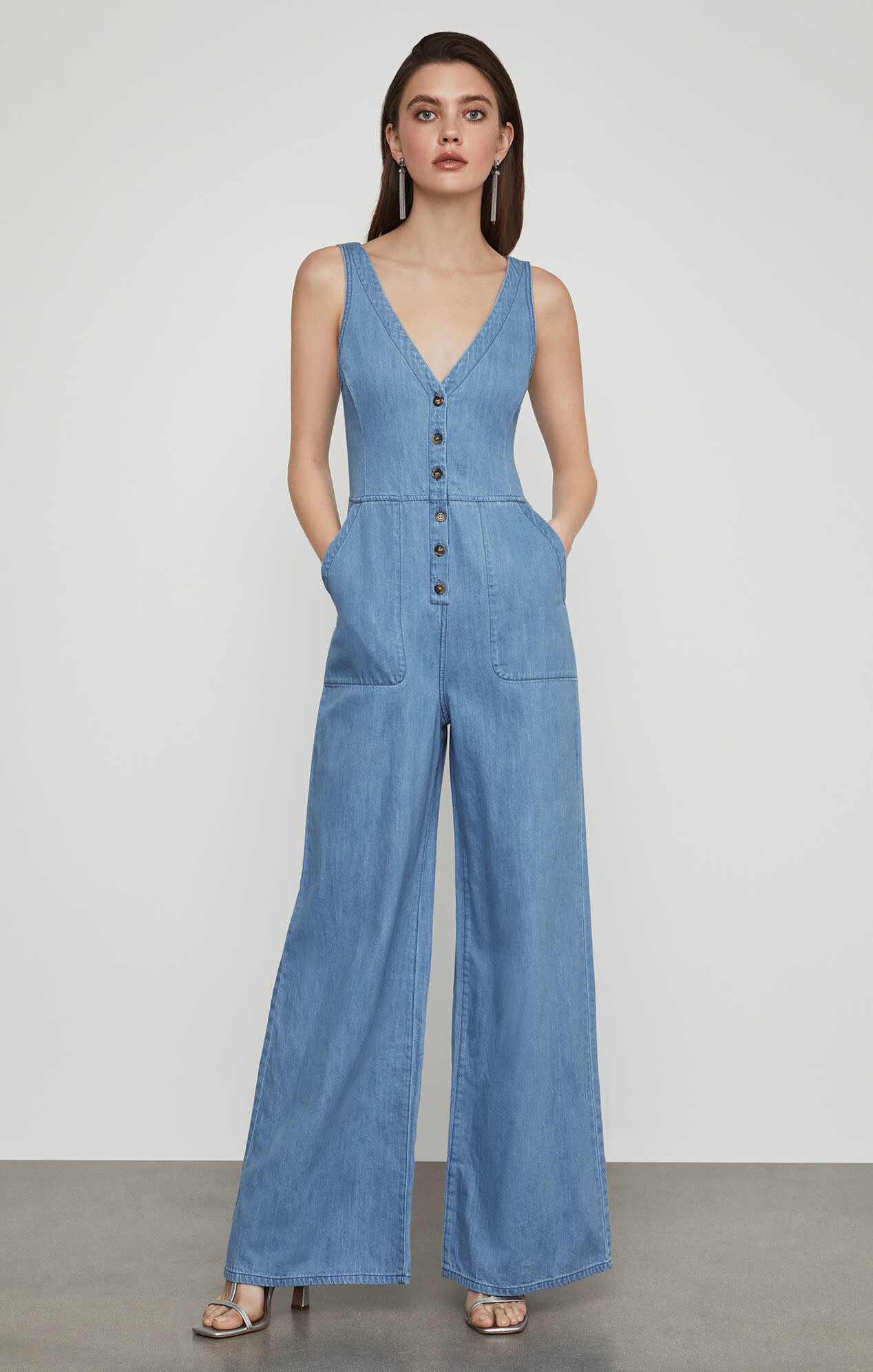 BCBGMAXAZRIA19 BCBGMAXAZRIA19 BUTTON FRONT DENIM JUMPSUITS TDK9207681