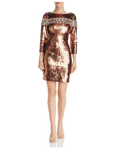 AIDAN MATTOX AIDAN MATTOX ROSEGOLD SEQUIN SHORT GOWNS