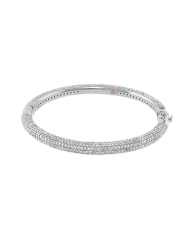 LAUREN G ADAMS SILVER LAUREN G ADAMS SHIMMER AND GLIMMER STACKABLE PAVE BANGLES  RHODIUM S