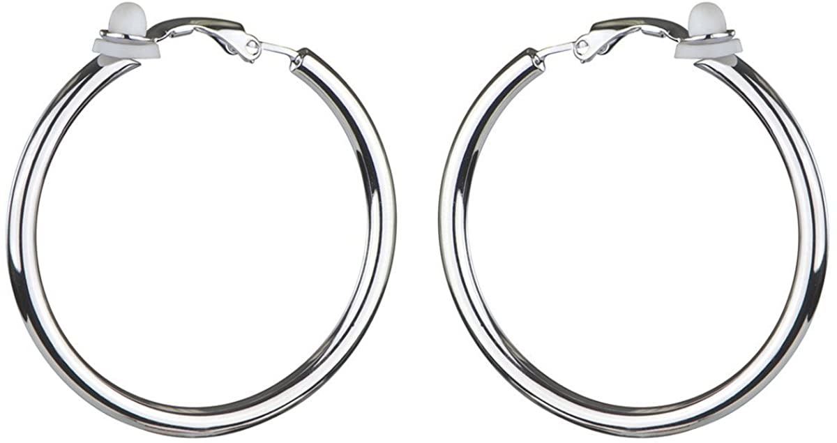 LAUREN G ADAMS SILVER LAUREN G ADAMS CLIP ON HOOPS EARRINGS  RHODIUM M