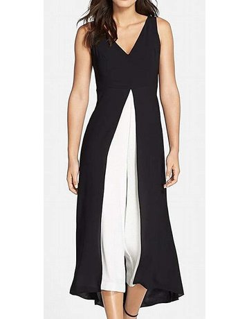 ADRIANNA PAPELL ADRIANNA PAPELL COLOR BLOCKED OVERLAY GALA JUMPSUITS