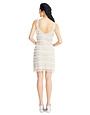 ADRIANNA PAPELL ADRIANNA PAPELL SLEEVELESS BEADS FRINGED SHORT GOWNS SILVER NUDE