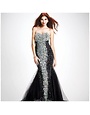 COLORS COLORS STRAPLESS CRYSTAL EMBROIDERED GOWNS BLACK SILVER 16