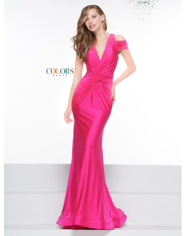 COLORS COLORS OFFSHOULDER TWISTED SLAY GOWNS