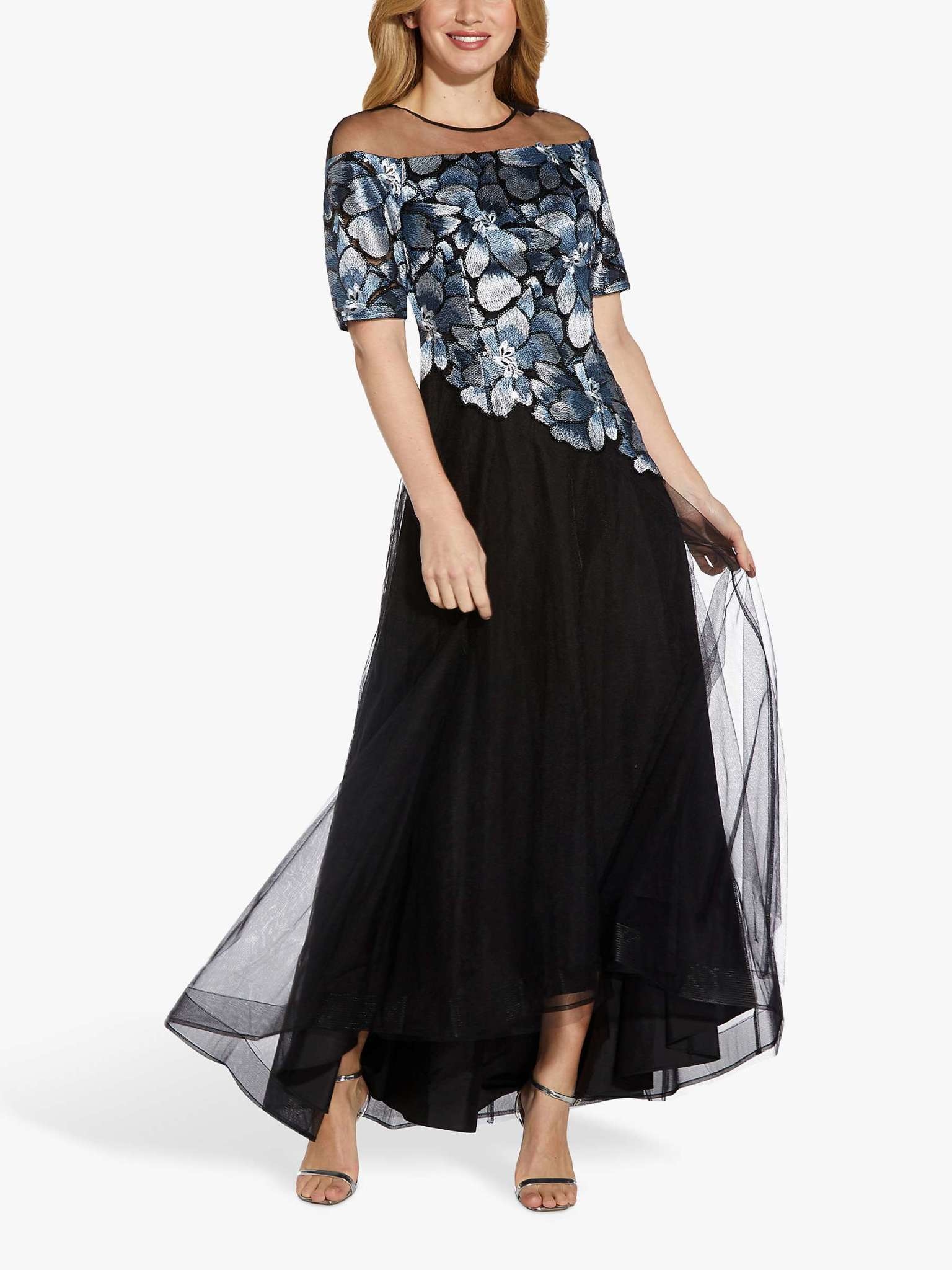 ADRIANNA PAPELL ADRIANNA PAPELL EMBROIDERED TULLE LONG GOWNS