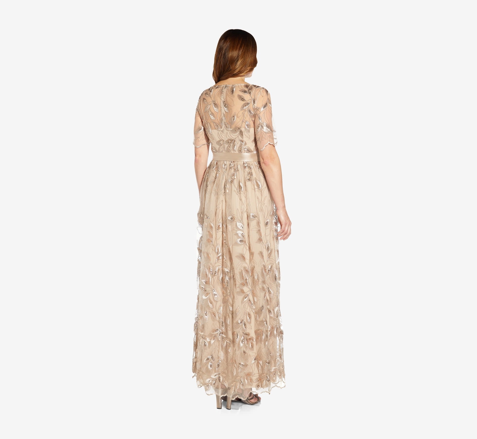 ADRIANNA PAPELL ADRIANNA PAPELL EMBROIDERED LONG BALLGOWN