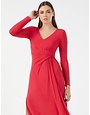 BCBGMAXAZRIA22 BCBGMAXAZRIA HAZEL WRAP FRONT MIDI DRESSES