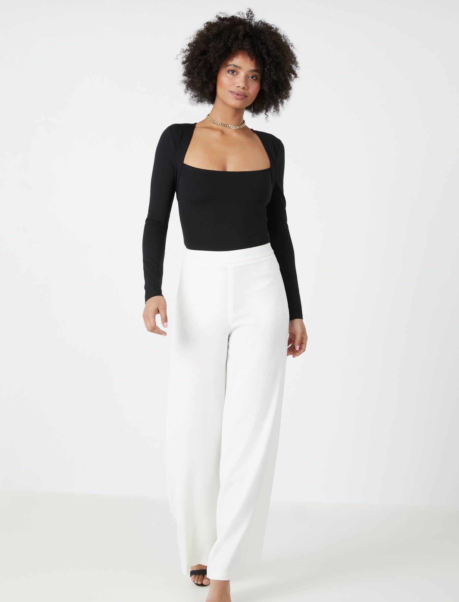 BCBGMAXAZRIA22 BCBGMAXAZRIA SQUARE NECK BODYSUIT TOPS