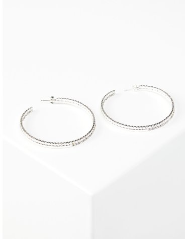 BCBGMAXAZRIA22 BCBGMAXAZRIA CRYSTAL HOOP  EARRINGS