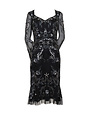 ADRIANNA PAPELL ADRIANNA PAPELL FLORAL METALLIC  CHIFFON RUFFLE LONG SLEEVE GOWN DRESSES