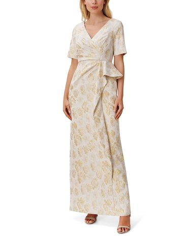 AIDAN MATTOX AIDAN MATTOX V-NECK 3/4 SLEEVE LONG GOWN DRESSES