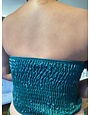 MADE IN ITALY MADE IN ITALY PU STRAPLESS FEATHER CROP TOPS