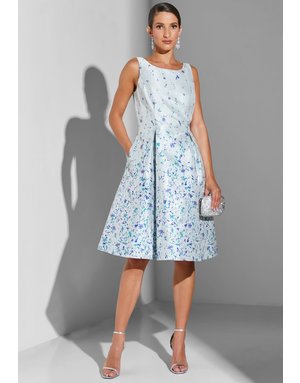 ADRIANNA PAPELL ADRIANNA PAPELL BORDER FLORAL JACQUARD DRESSES