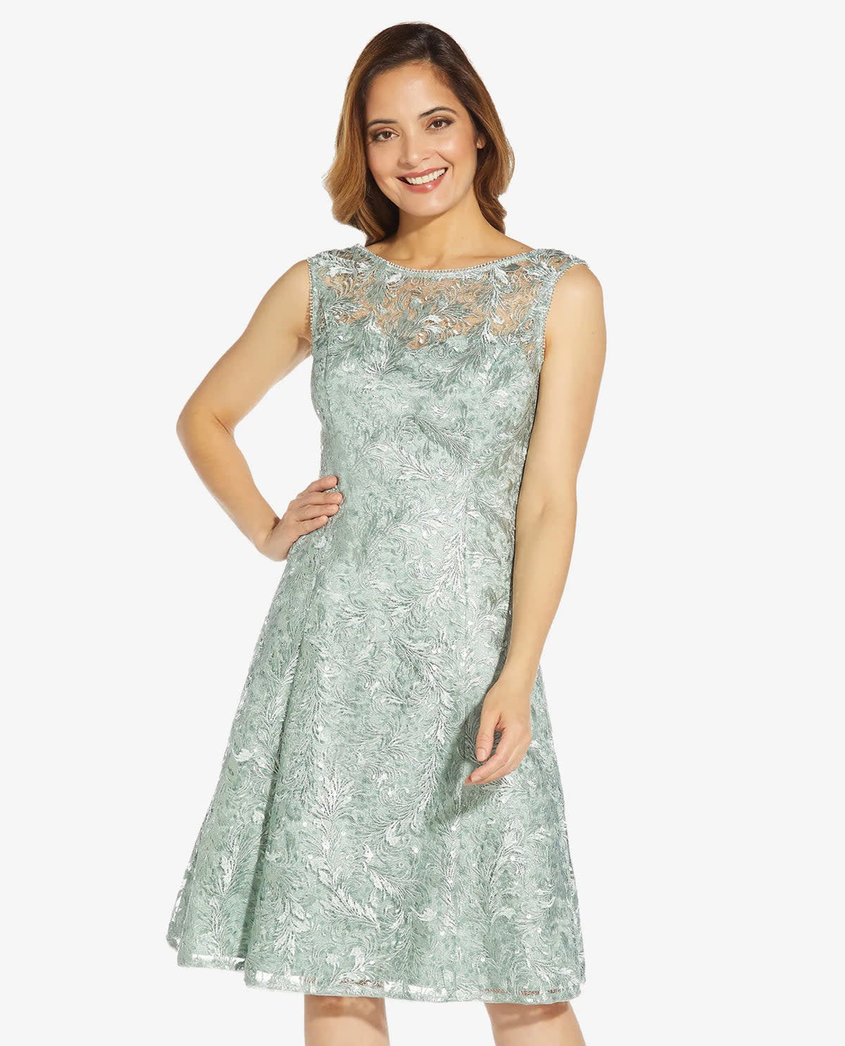 ADRIANNA PAPELL ADRIANNA PAPELL EMBROIDERED MIDI COCKTAIL DRESSES