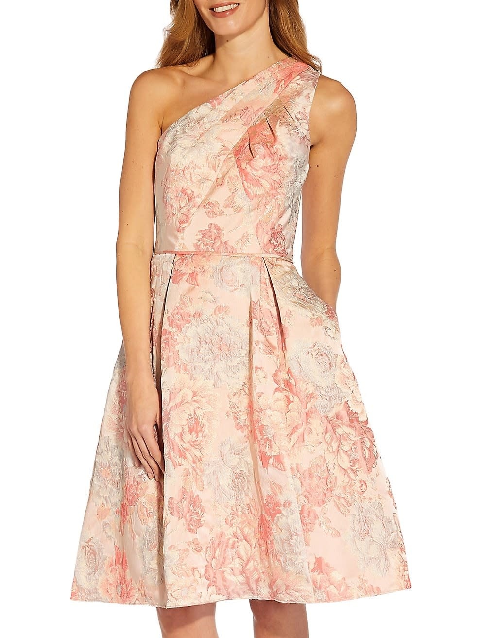 ADRIANNA PAPELL ADRIANNA PAPELL FLORAL JAQUARD FIT FLARE  DRESSES