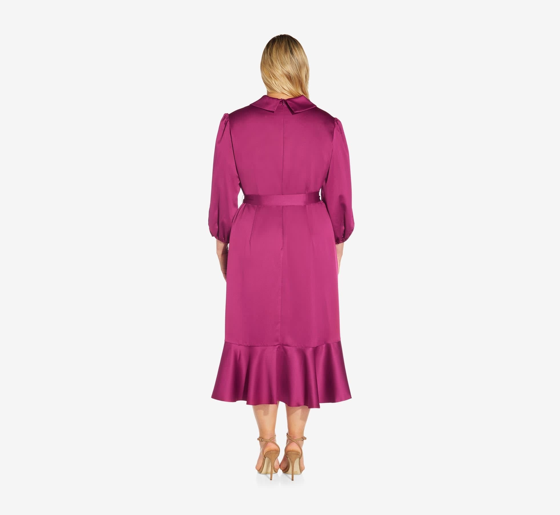 ADRIANNA PAPELL ADRIANNA PAPELL SATIN CREPE WRAP DRESSES