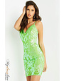 JOVANI JOVANI FLORAL SEQUIN BACKLESS SHORT DRESSES GREEN 4