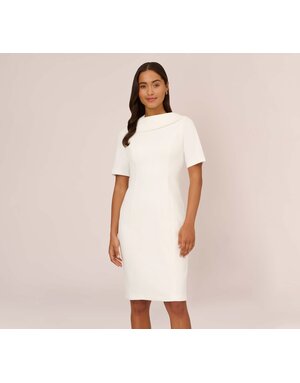 ADRIANNA PAPELL ADRIANNA PAPELL ROLL NECK SHEATH WITH V BACK DRESSES