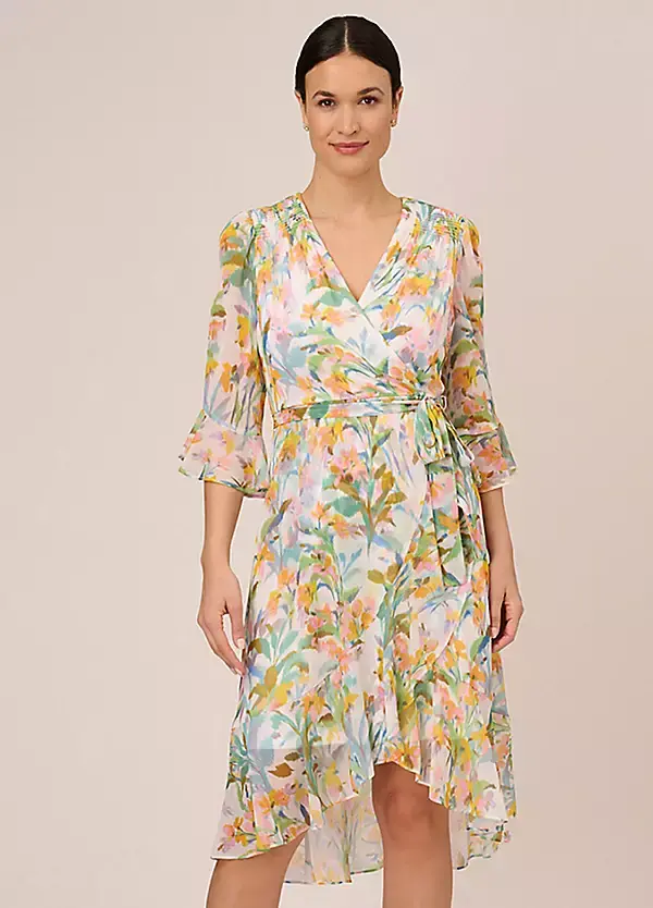 ADRIANNA PAPELL ADRIANNA PAPELL FLORAL FAUX WRAP DRESSES