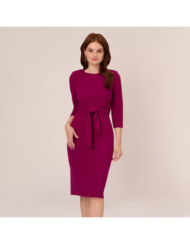 ADRIANNA PAPELL ADRIANNA PAPELL KNIT CREPE TIE WAIST SHEATH DRESSES