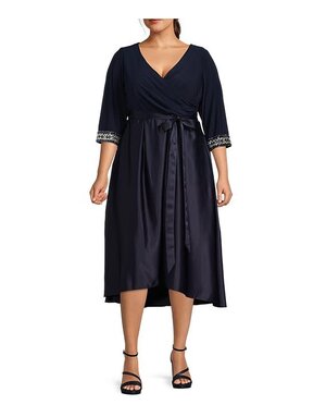 ALEX EVENINGS ALEX EVENINGS HIGH LOW FULL BEADED DETAIL ON SLEEVES DRESSES