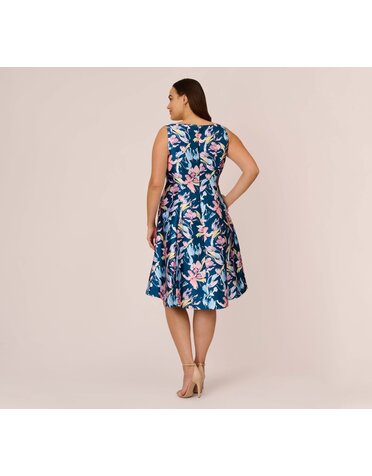 Adrianna Papell Plus Mikado High Low Fit & Flare Dress