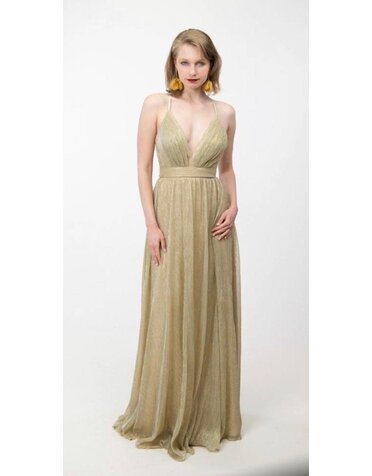 SHNL SHNL LONG SLIM V-NECK EVENING GOWNS