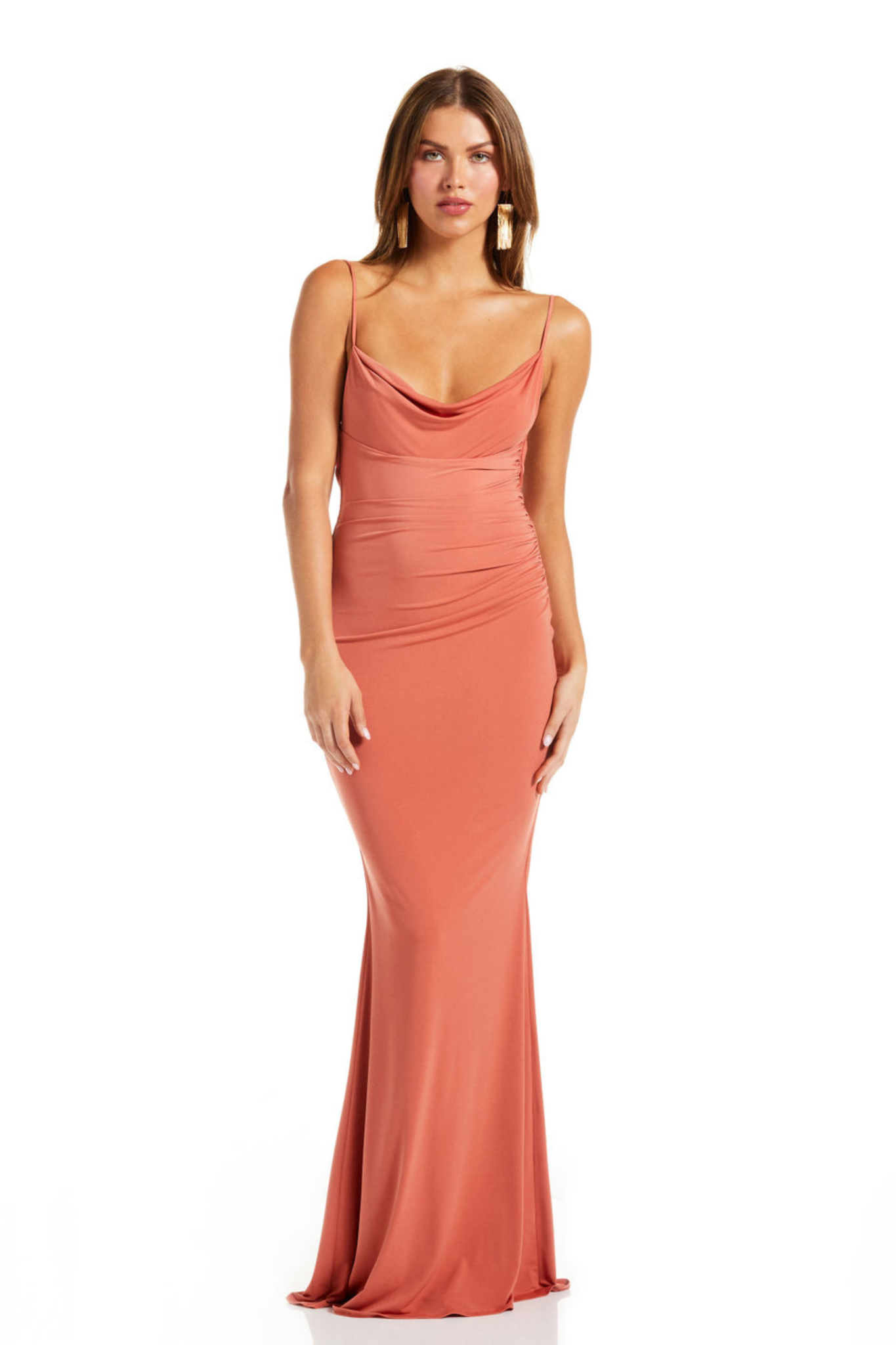 KATIE MAY KATIE MAY SURREAL SOFT COWL NECKLINE GOWN LONG DRESSES