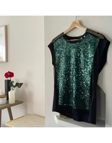 BCBG SALE BCBG SALE OBREE GREEN TOPS XS