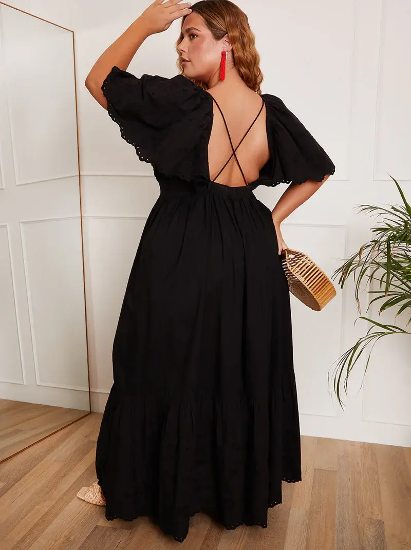 CHI CHI CHI CHI BRODERIE SLEEVE POPLIN MAXI DRESSES
