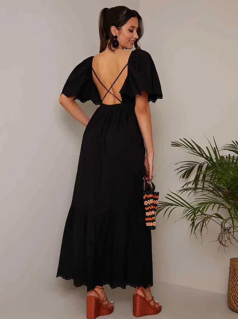 CHI CHI CHI CHI BRODERIE SLEEVE POPLIN MAXI DRESSES
