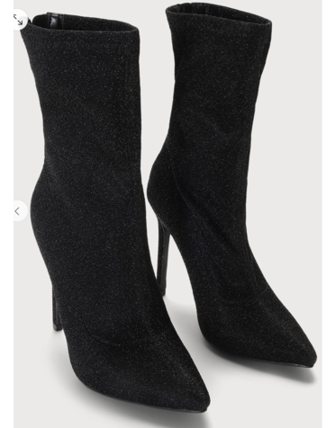 LULUS LULUS ODIEN GLITTER POINTED-TOE MID-CALF SOCK BOOTS