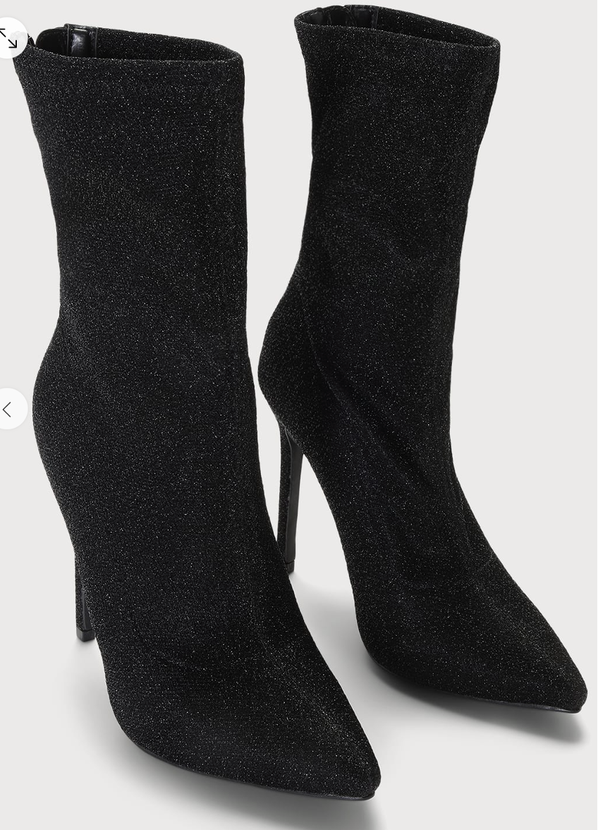 LULUS LULUS ODIEN GLITTER POINTED-TOE MID-CALF SOCK BOOTS