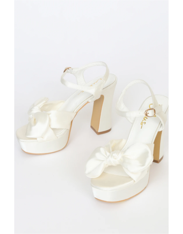 LULUS LULUS LYELUH SATIN BOW PLATFORM HEELS