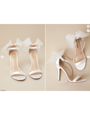 LULUS LULUS AYANNA IVORY SATIN BOW ANKLE STRAP HIGH HEEL SANDALS 10