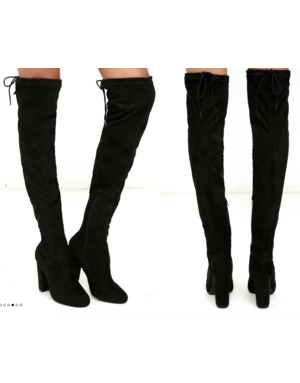 LULUS LULUS SO MUCH YES BLACK SUEDE OVER THE KNEE BOOTS 5