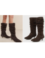 LULUS LULUS ACQUAINTED CHOCOLATE SUEDE LEATHER KITTEN HEEL KNEE-HIGH BOOTS 8