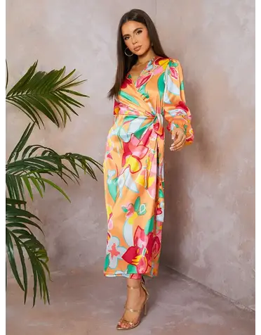 CHI CHI CHI CHI LONG SLEEVE FLORAL WRAP DRESSES