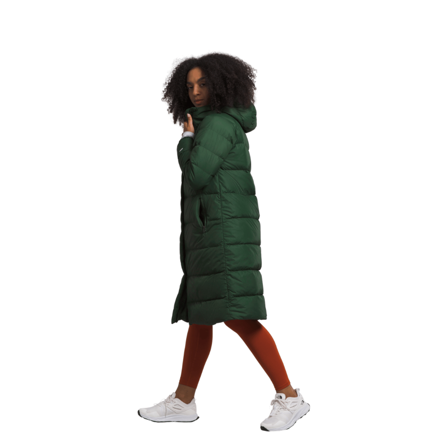 Womens The North Face TNF Hydrenalite Long Down Hooded Parka Warm Jacket  Green
